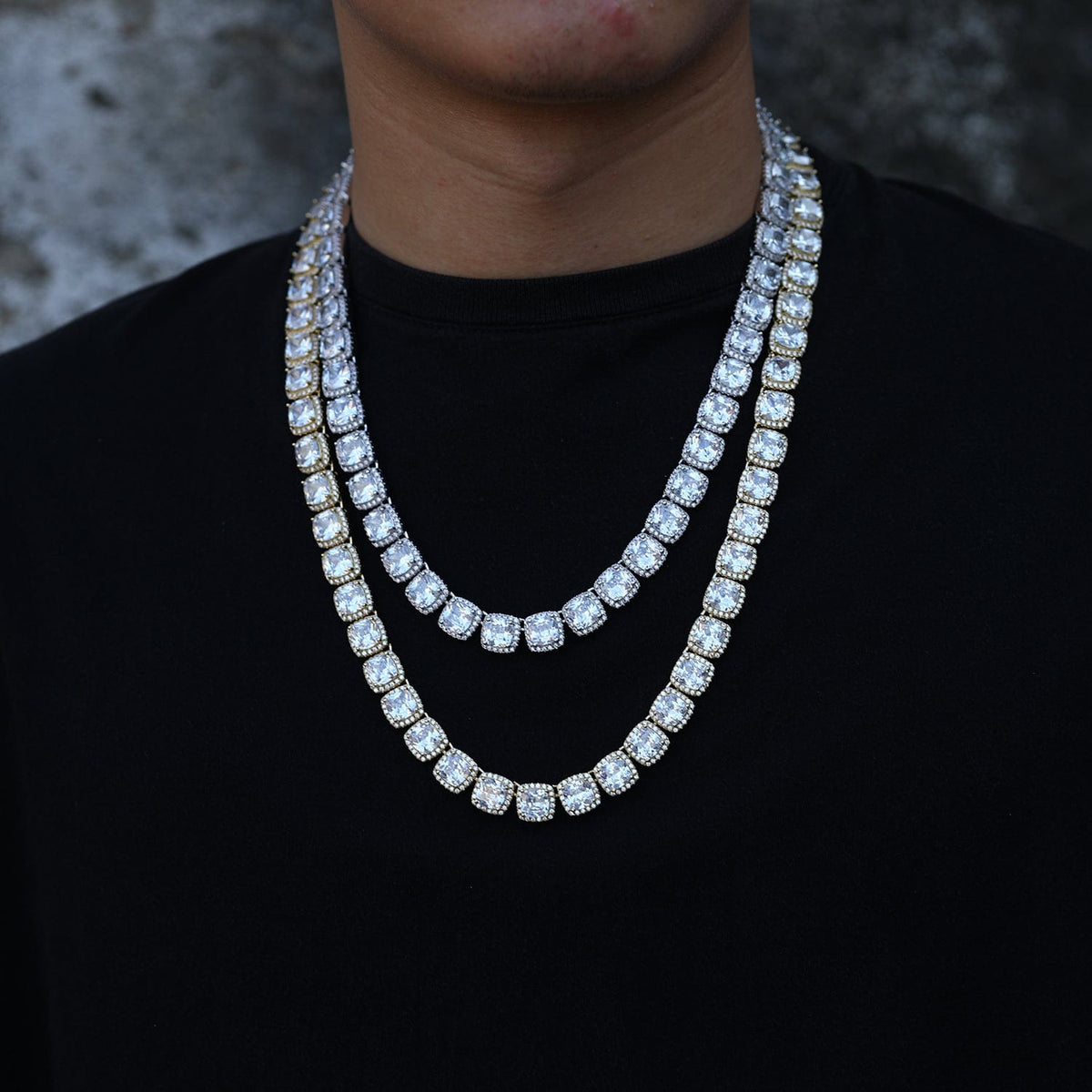 Nocta Vince Cushion-Cut Halo Tennis Chain