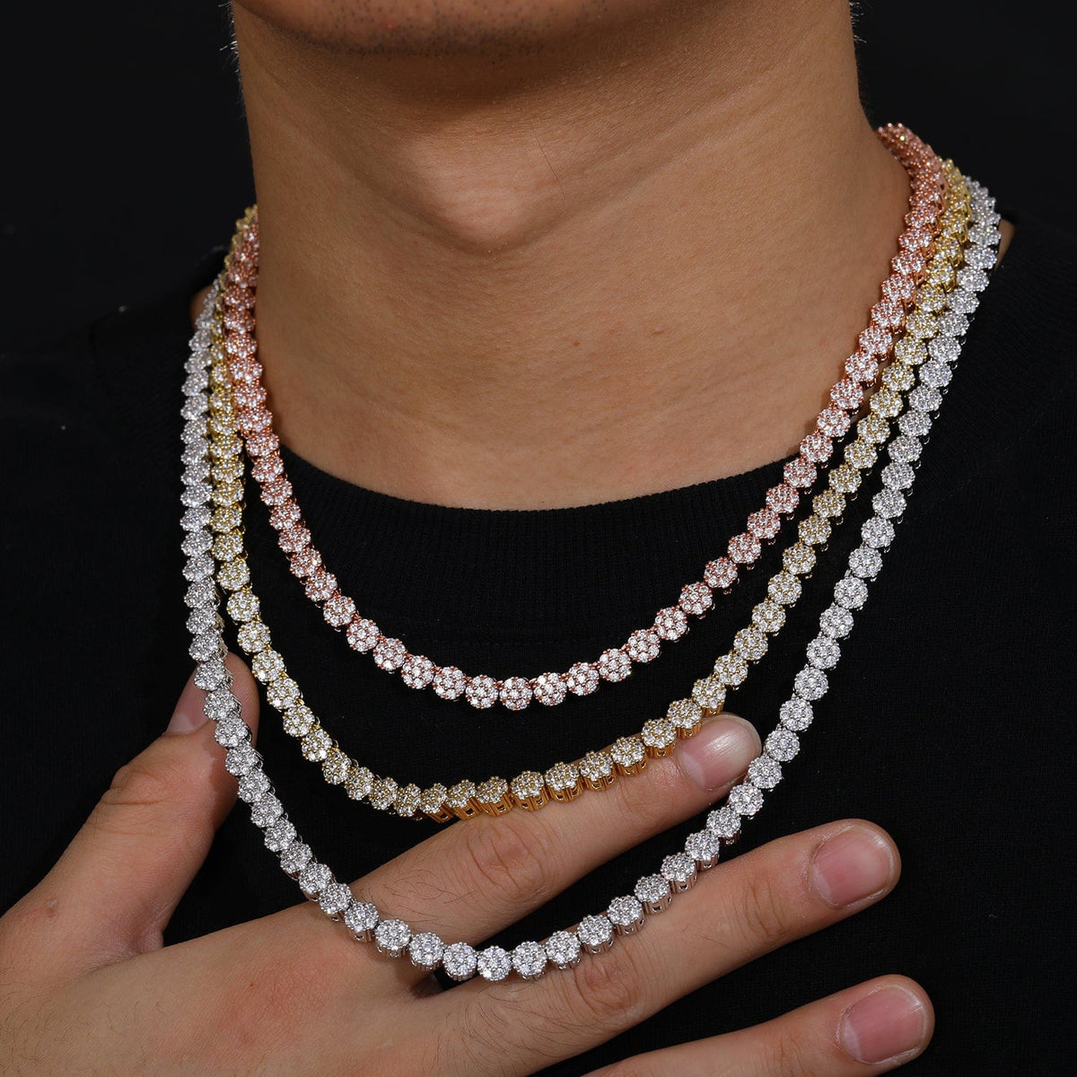 Nocta Vince Flower Cluster Tennis Chain