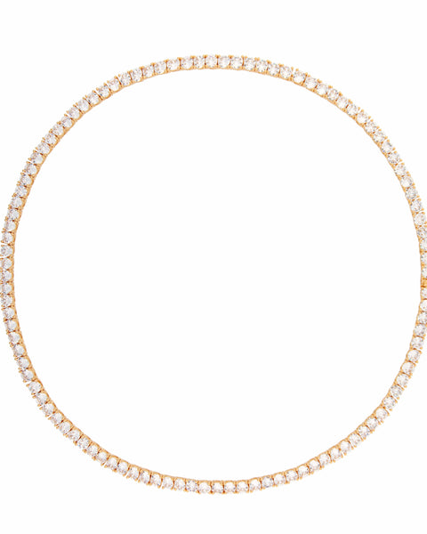 3A CZ 4MM 4 Prong 18K Gold Plated