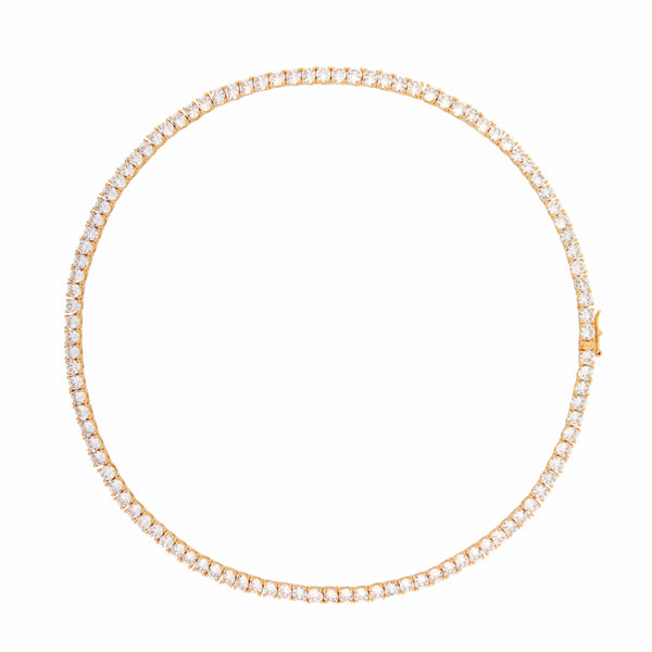 3A CZ 4MM 4 Prong 18K Gold Plated