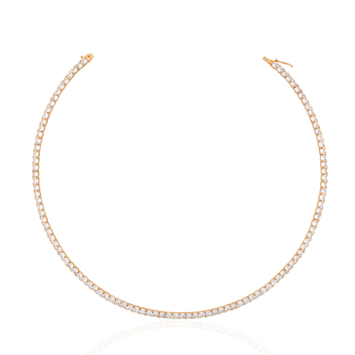 3A CZ 4MM 4 Prong 18K Gold Plated