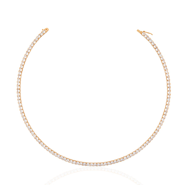 3A CZ 4MM 4 Prong 18K Gold Plated