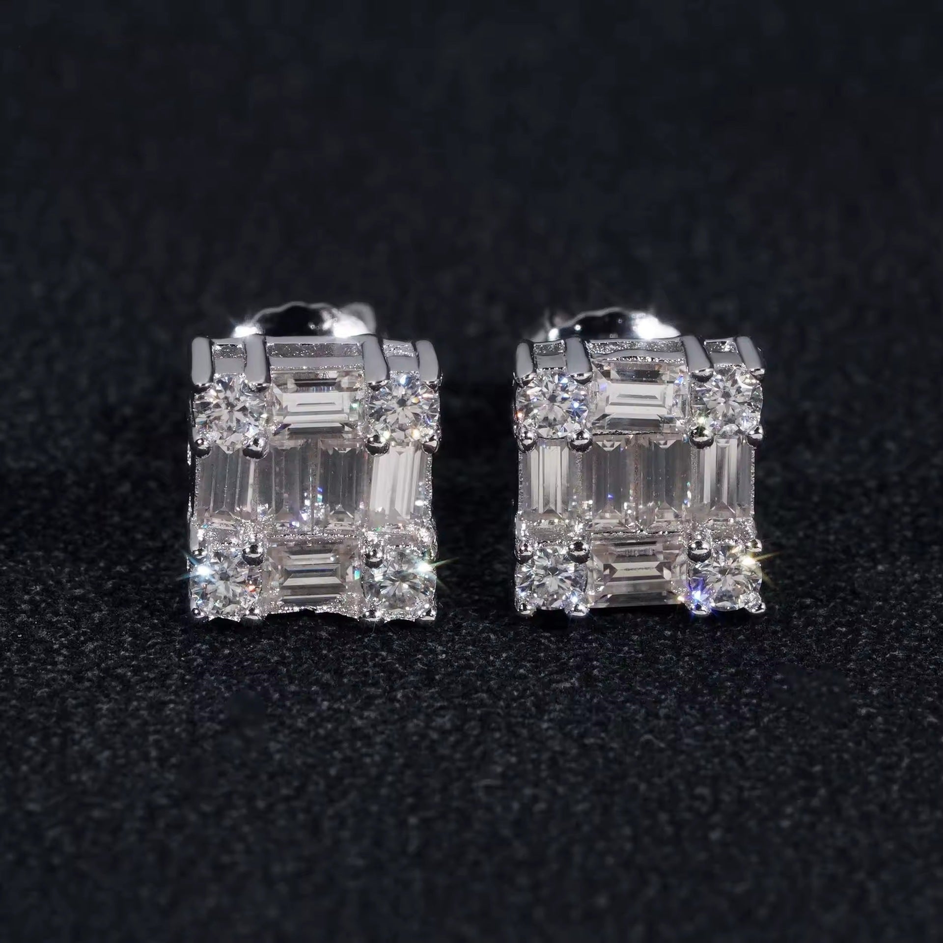 Baguette Cluster Stud Earrings